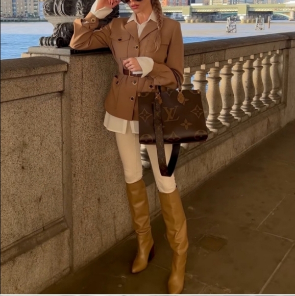 Zara Knee High Heeled Leather Boots Brown Bloggers Favorite NWT - Picture 9 of 14